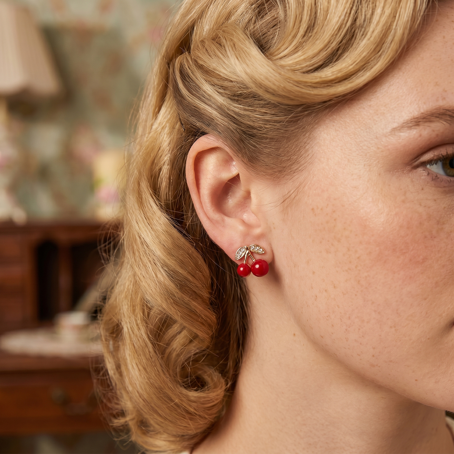 Boucle D’Oreille Cerise Vintage