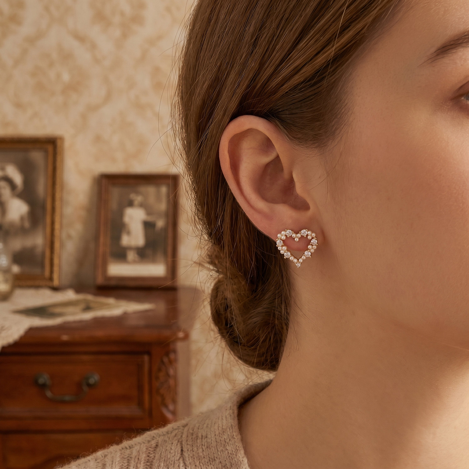 Boucles d'Oreilles Coeur Rétro
