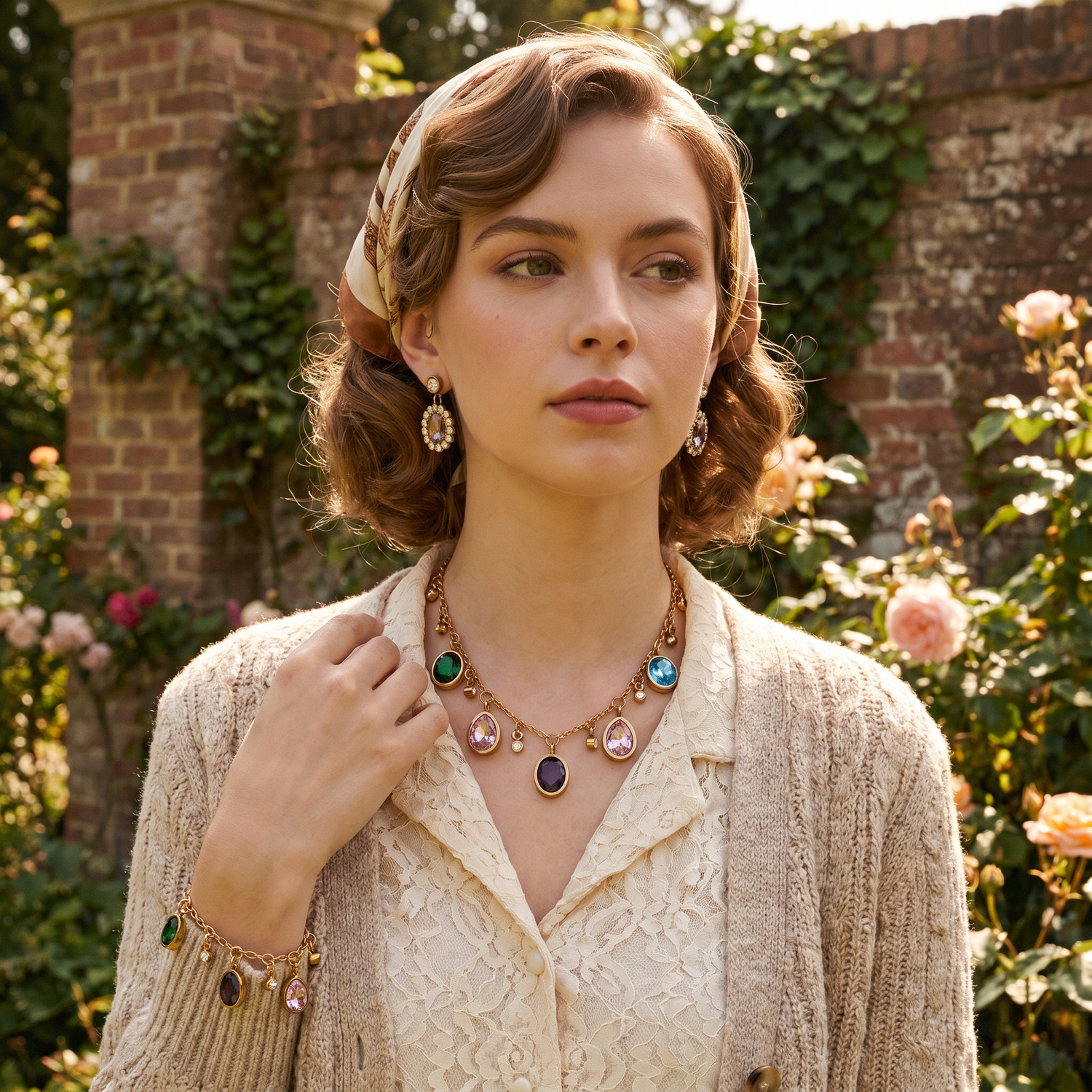 Collier Vintage avec Zircone Colorée