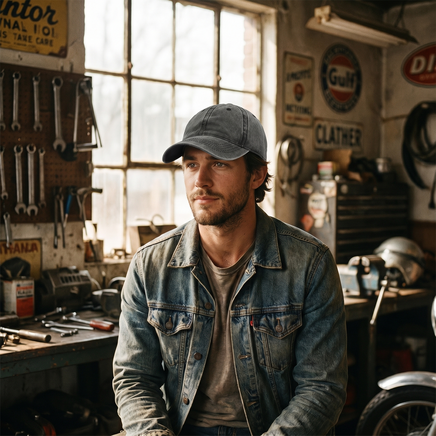 Men's Vintage Plain Black Cap