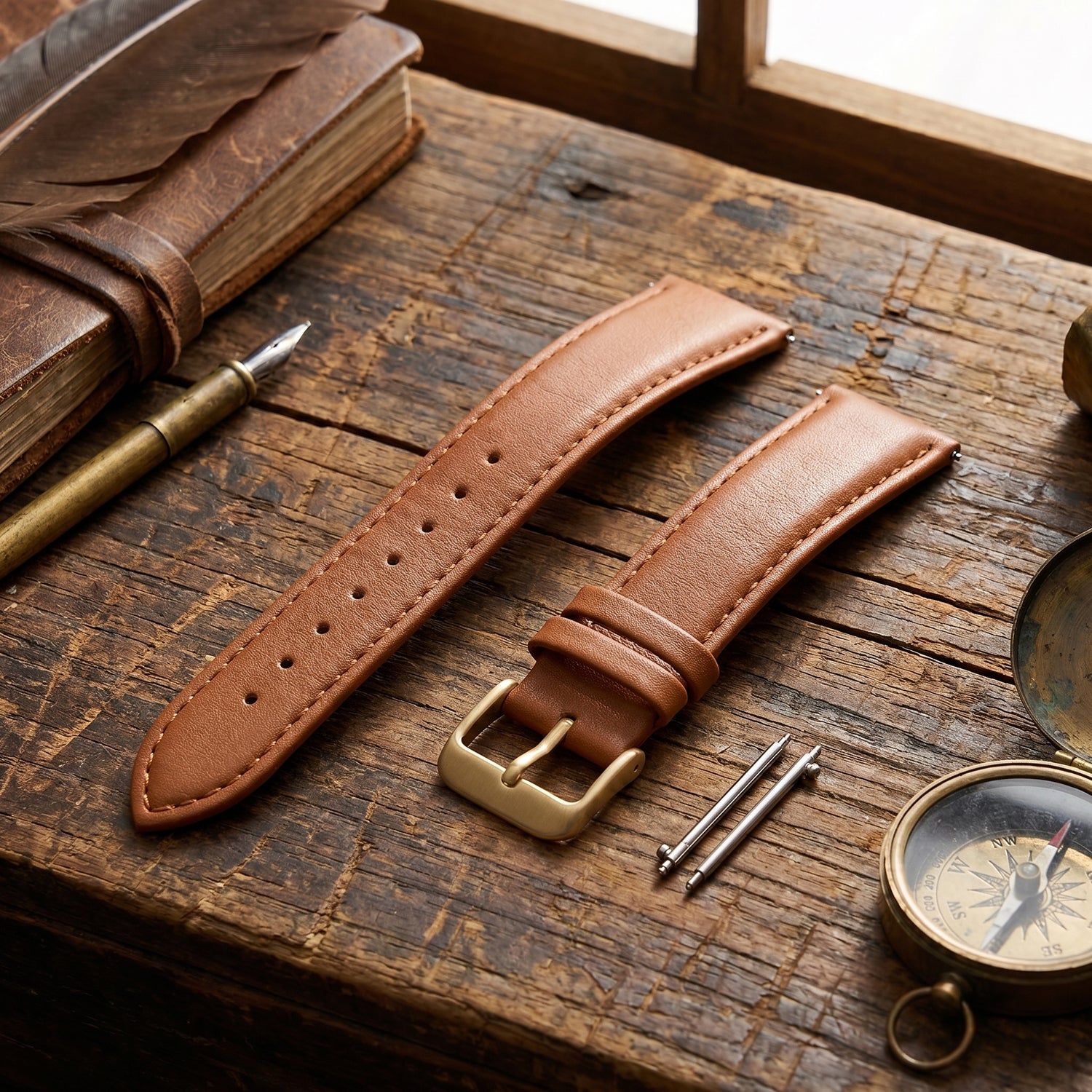 Bracelet Montre Cuir Vintage Marron