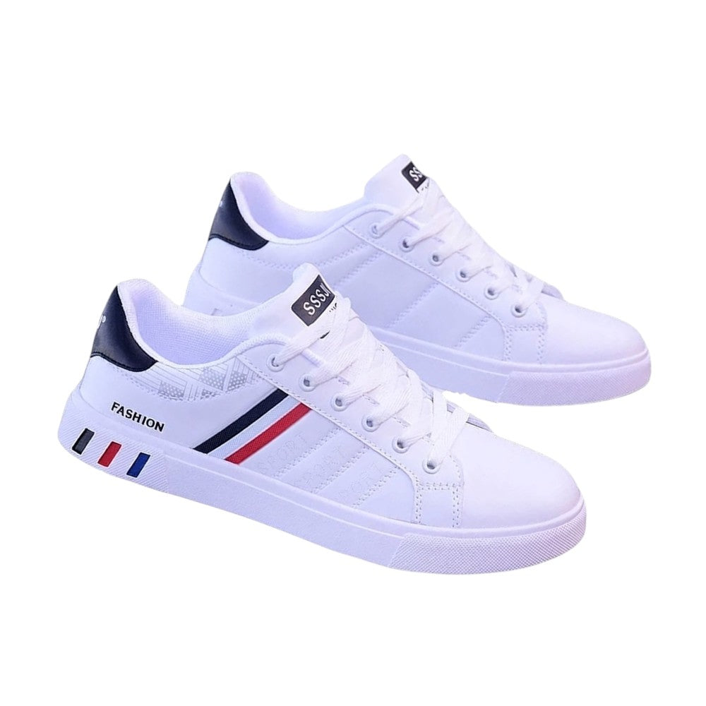 Sneakers Blanches à Bandes Latérales