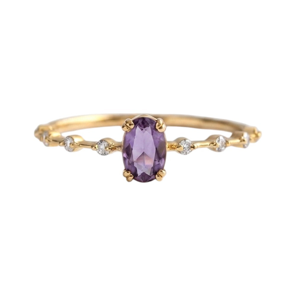 Bague Minimaliste Améthyste Vintage