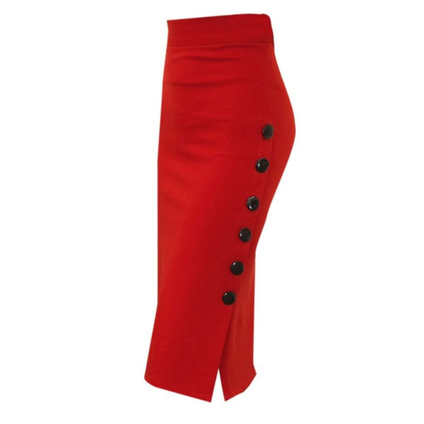 Jupe crayon taille haute rouge best sale