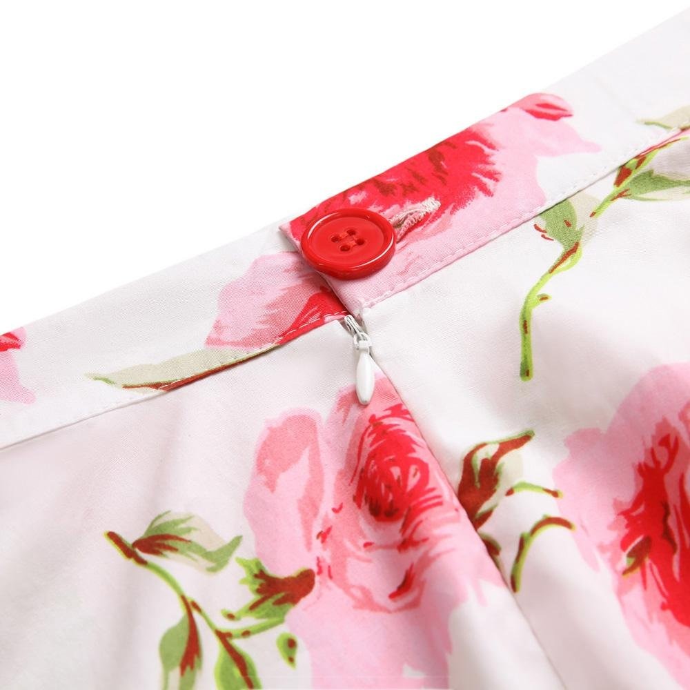 Jupe Vintage Kitsch Blanche À Fleurs