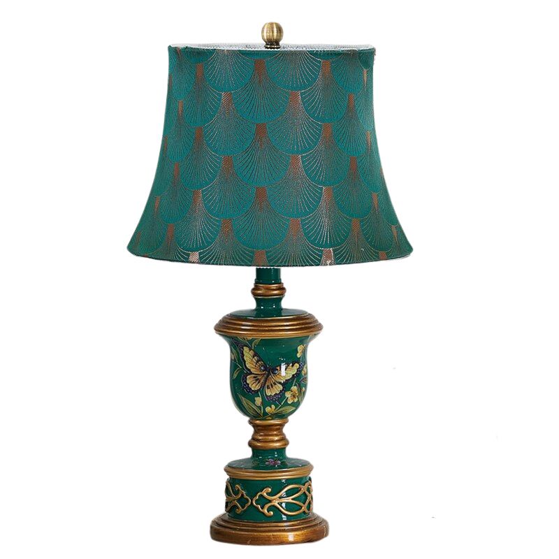 Vintage Bedside Lamp with Fabric Shade