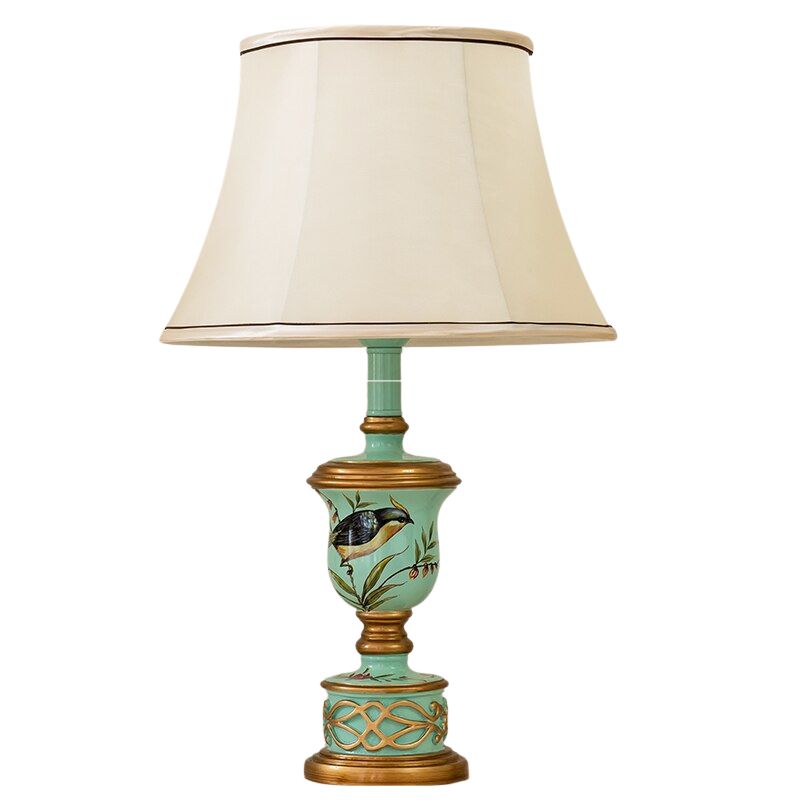 Vintage Bedside Lamp with Fabric Shade