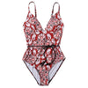 Maillot De Bain Vintage Stylé Rouge à motif