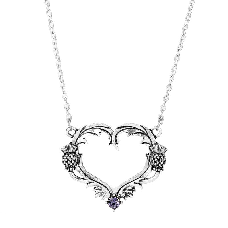 Vintage Crystal Heart Knot Pendant Necklace