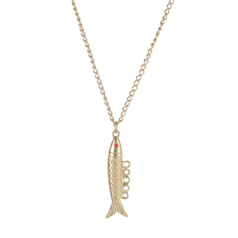 Vintage Articulated Fish Pendant Necklace