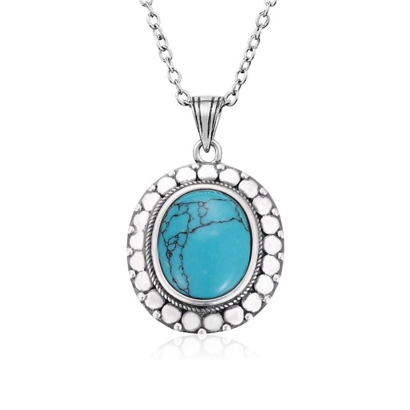 Vintage Necklace with Colored Stone Pendant