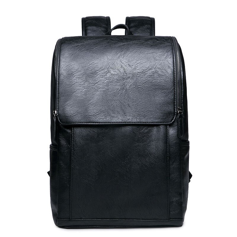 Small Black Leather Backpack for Men Vintage