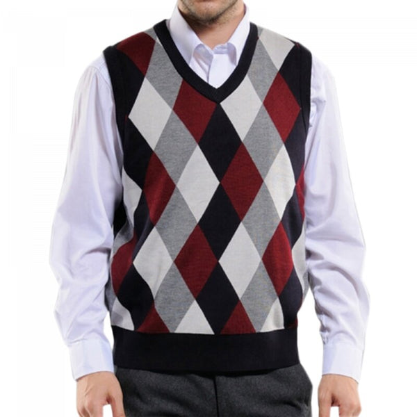 Pull Carreau sans Manche Vintage Homme Zone Vintage