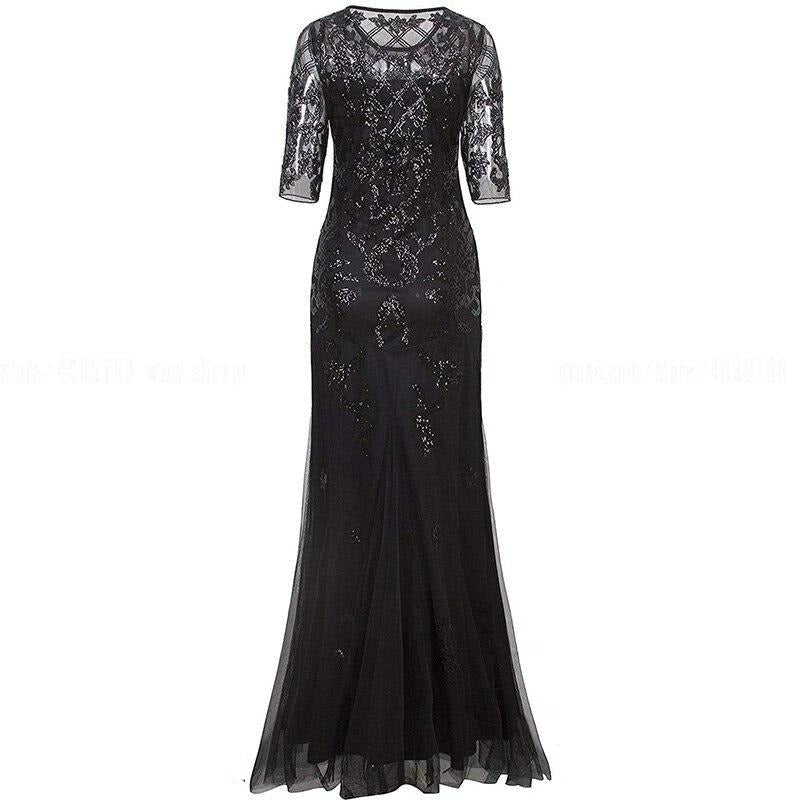 Robe Années 20 Noire Vintage