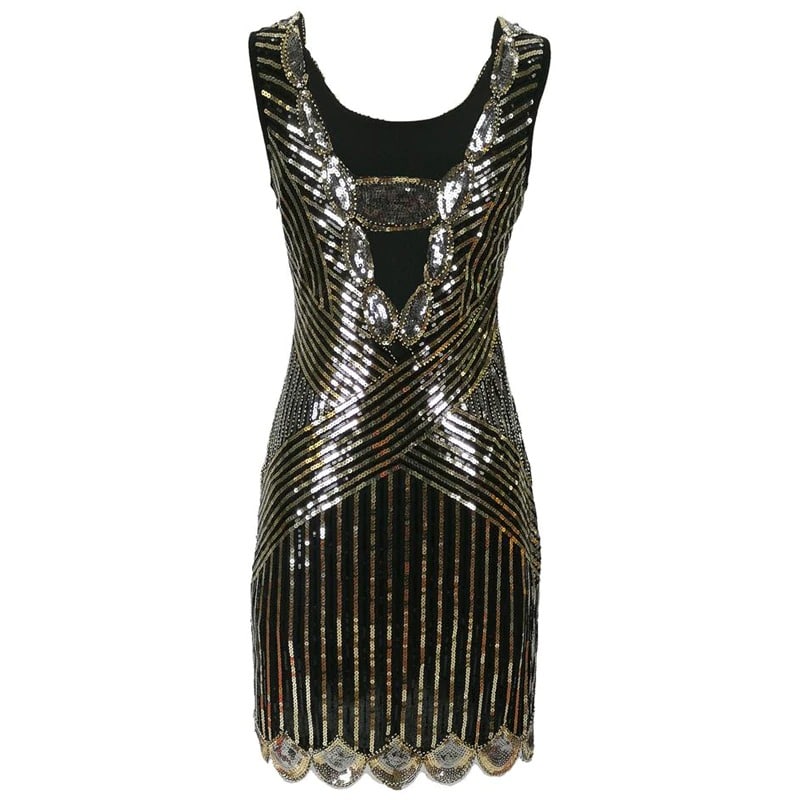 Robe Gatsby Courte Noire et Or