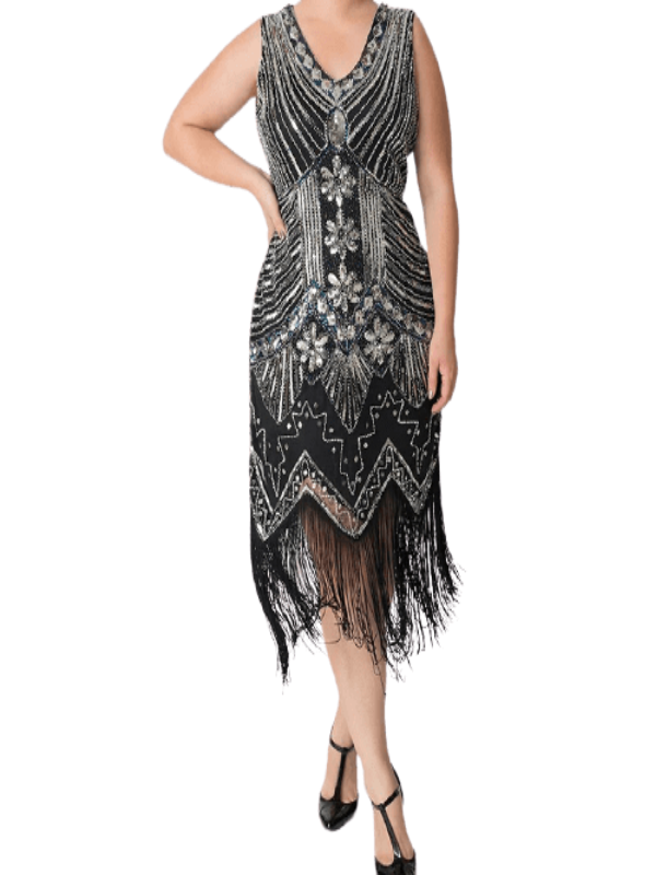 Plus Size Silver Gatsby Dress