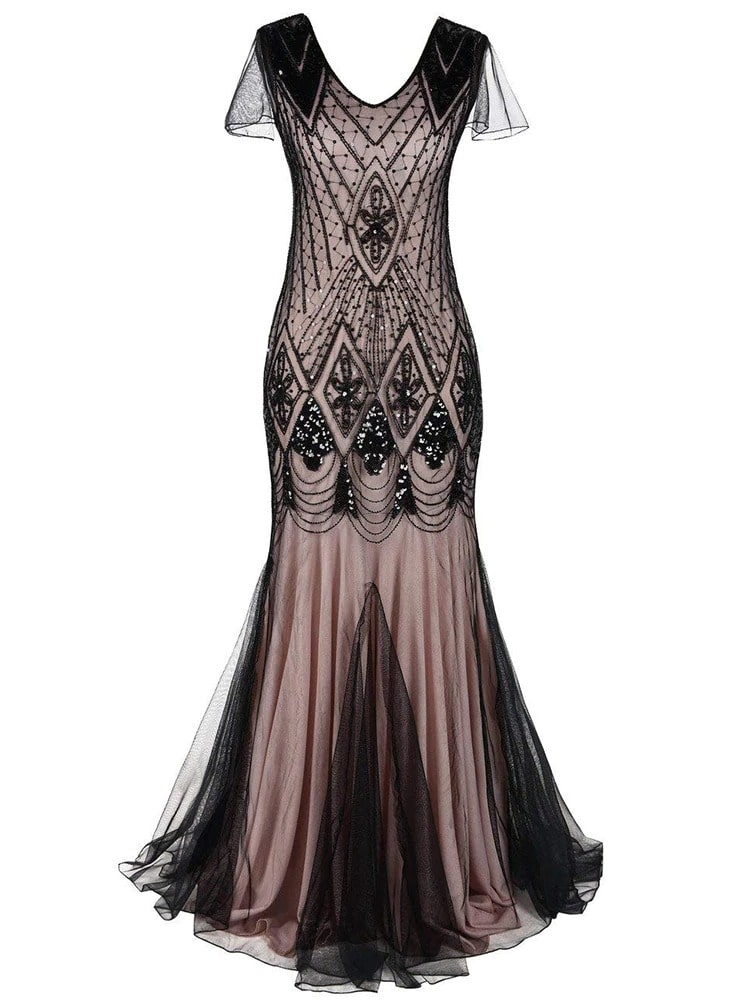 Haute Couture Pink Long Gatsby Dress
