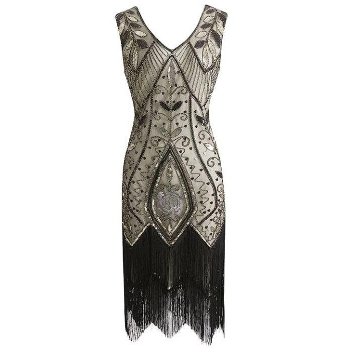 Beige Feather Gatsby Dress