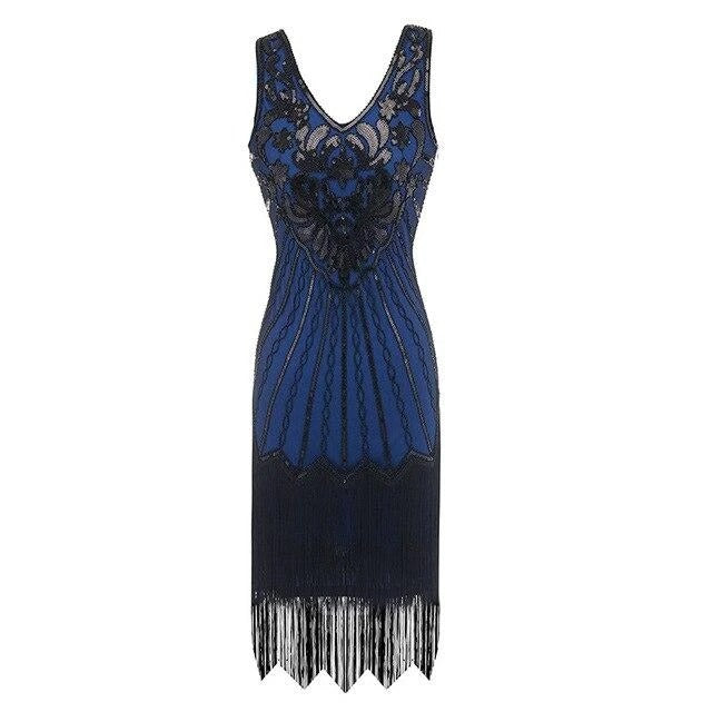 Robe Vintage Année 20 Grande Taille Bleue
