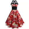 Robe Vintage Pin-Up Rouge Fleurs