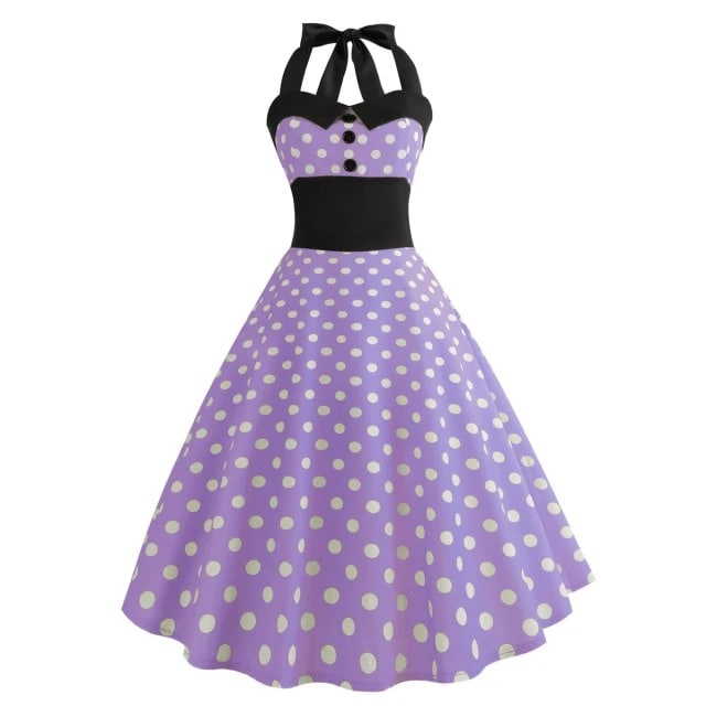 Robe Vintage - Pin-Up Violet Pois