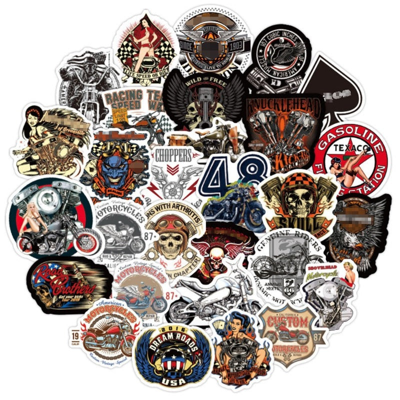 Retro Motorcycle Theme Stickers
