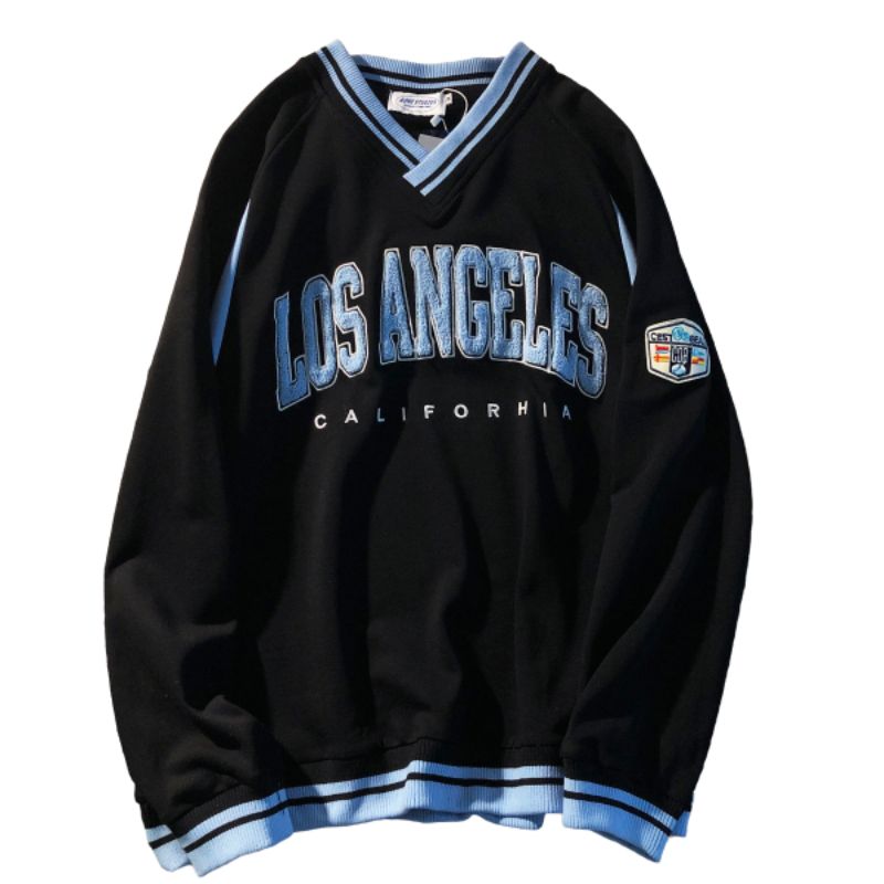 Sweat Vintage en Coton avec Lettres Brodées pour Femme