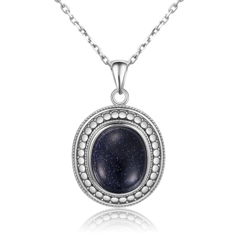 Collier Vintage avec Pendentif Pierre de Couleur