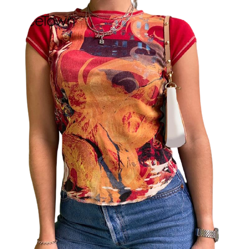 Stylish Vintage Women's Printed Top