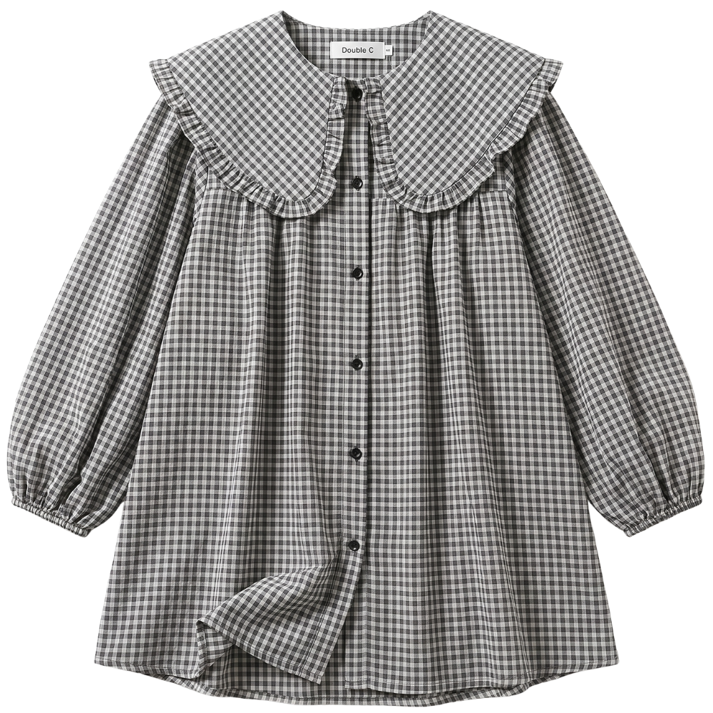 Chemise à Carreaux à Col Claudine