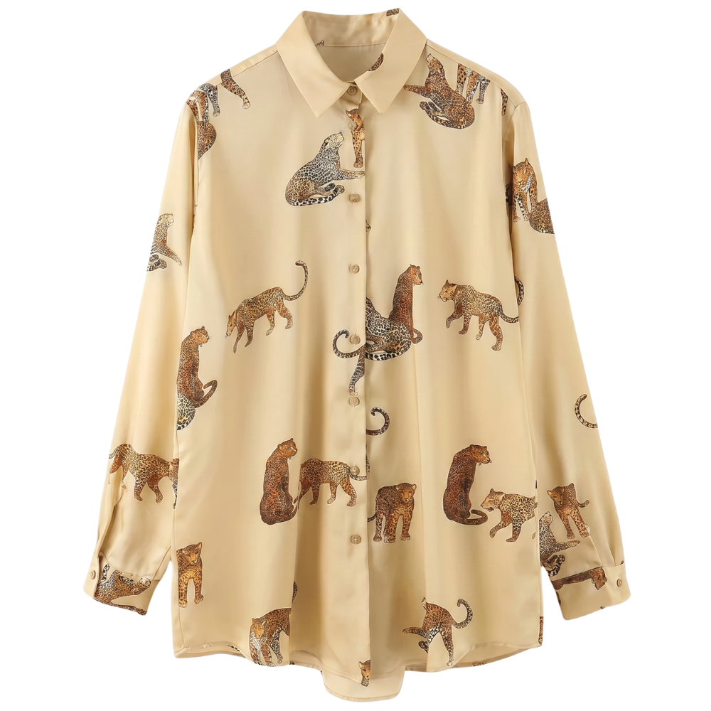 Chemise Jaune Rétro à Motif