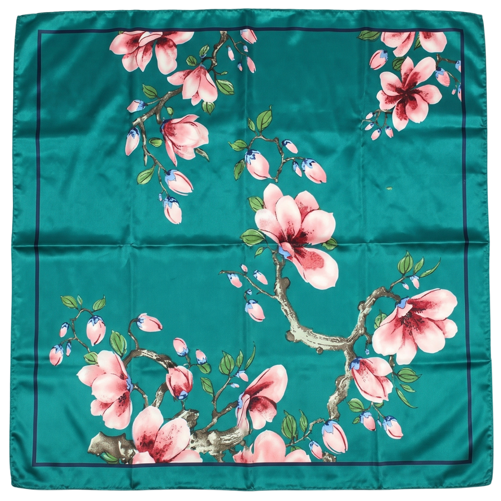 Foulard Vert à Fleurs Style Vintage