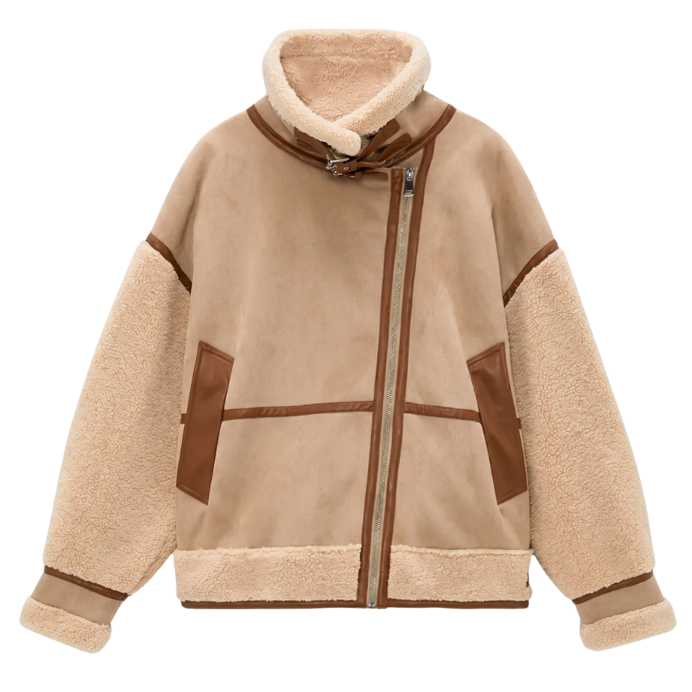Blouson Aviateur Vintage à Col Sherpa