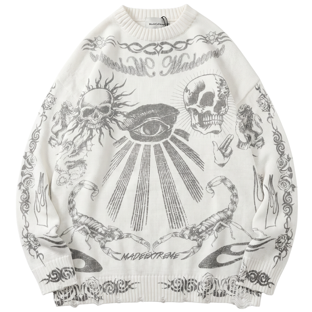 Gros Pull Blanc en Laine Vintage