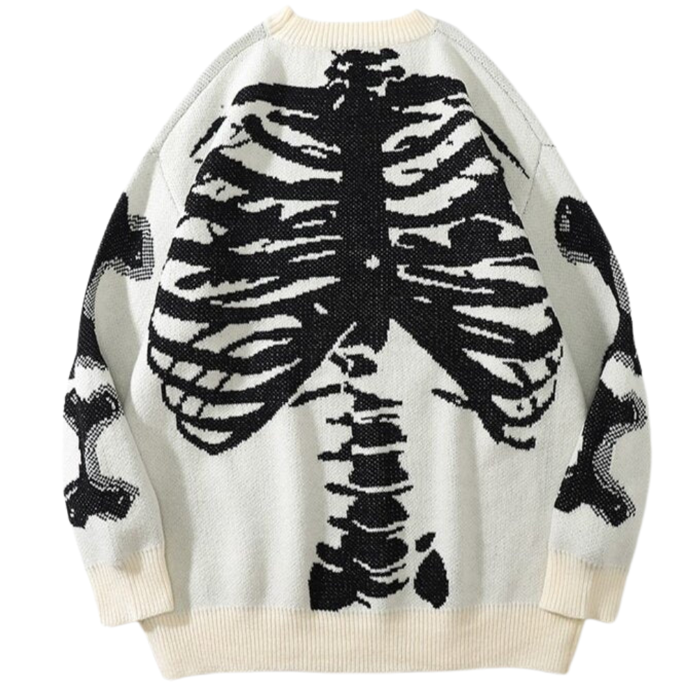Gros Pull Squelette Homme Vintage