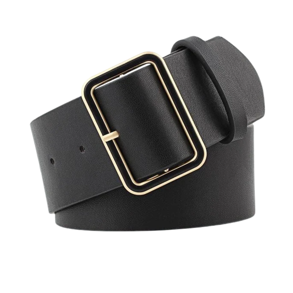 Ceinture Noire Cuir Vintage Femme