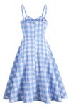 Robe à carreaux bleus années 1950