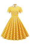 Stylish Vintage Dress with Yellow Polka Dots