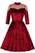 Burgundy Velvet Long Sleeve Swing Dress