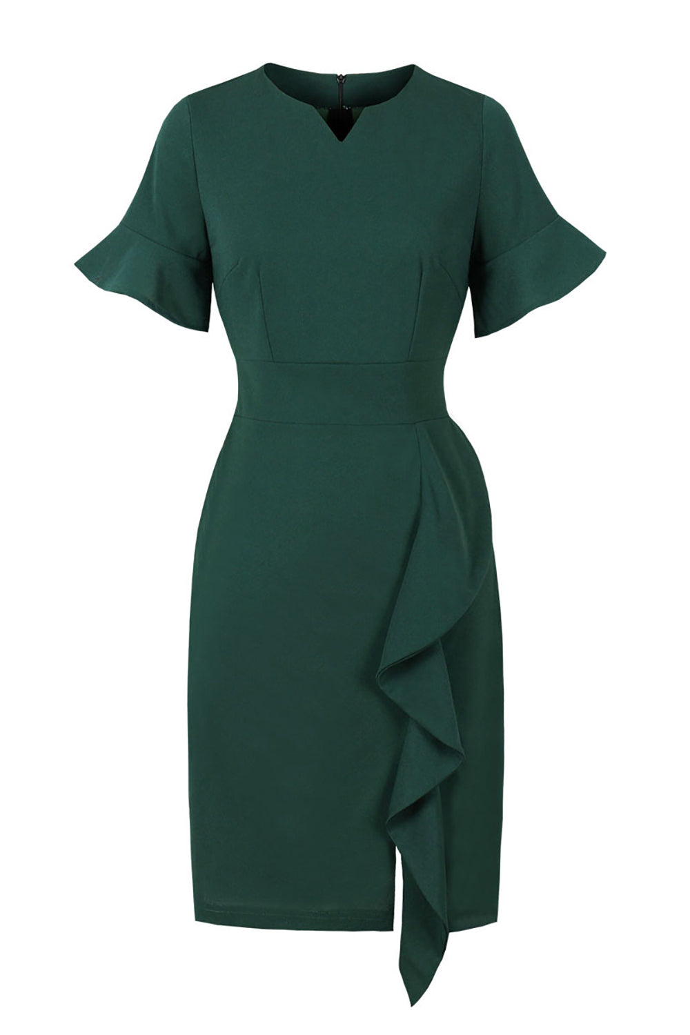 Robe Vert Foncé avec volant Vintage