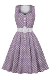 Robe à Pois Violet des années 50 avec Ceinture