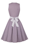 Robe à Pois Violet des années 50 avec Ceinture