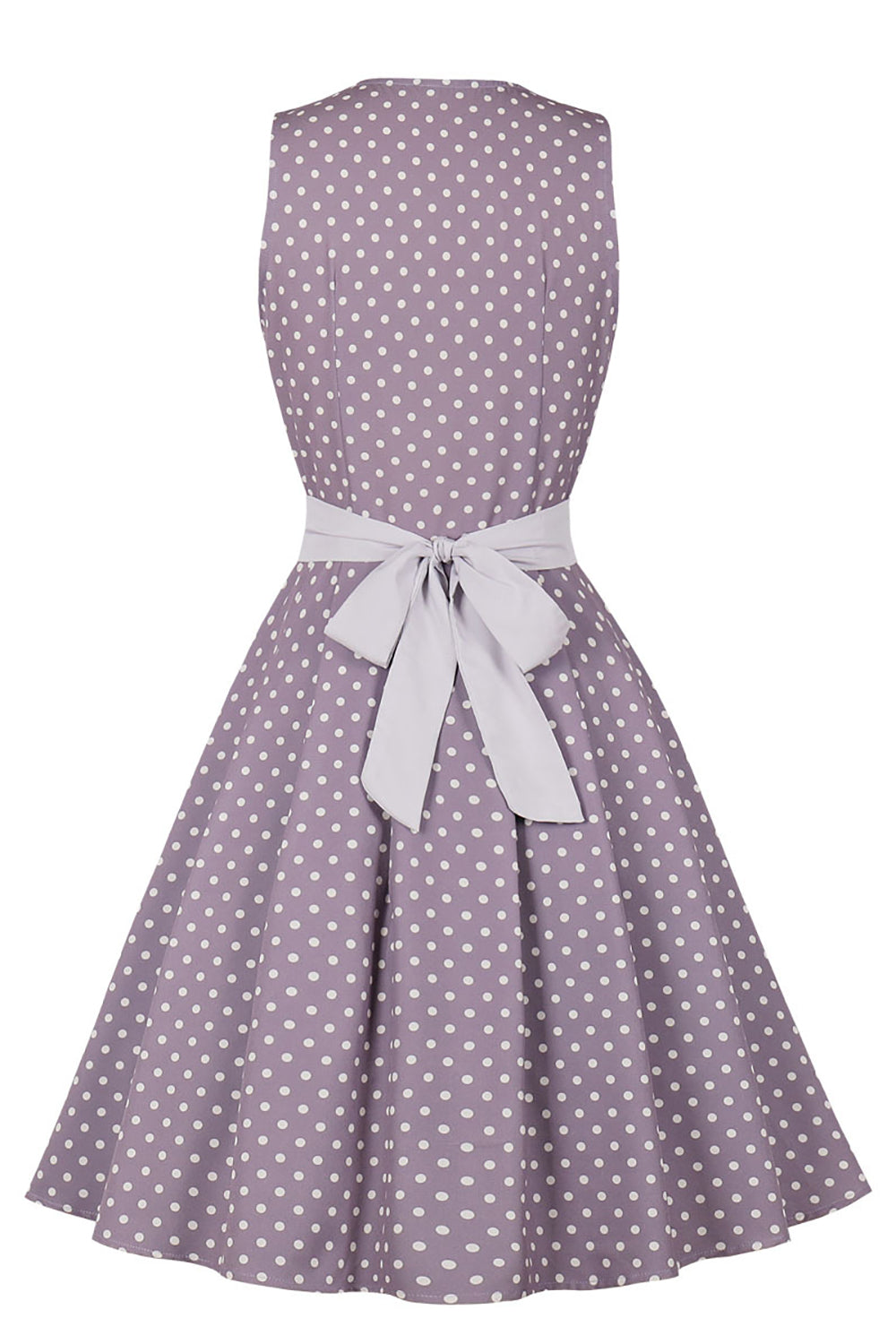 50s Purple Polka Dot Dress with Belt