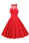 Robe Rouge à Pois Vintage des années 50