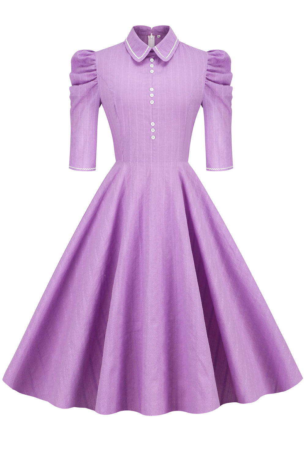 Robe Vintage Violet avec Demi-Manches