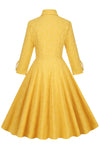 Vintage Yellow Dress with Turn-down Collar