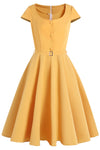 Vintage 1950s Yellow Midi Dress