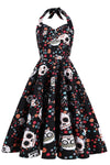 Vintage Skull Pattern Halloween Dress