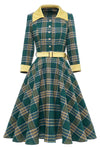 Vintage Green Plaid Fall Dress