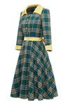 Robe Verte Vintage d’automne à carreaux